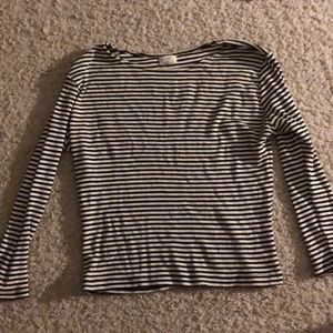 brandy 3/4 sleeves black and white striped top